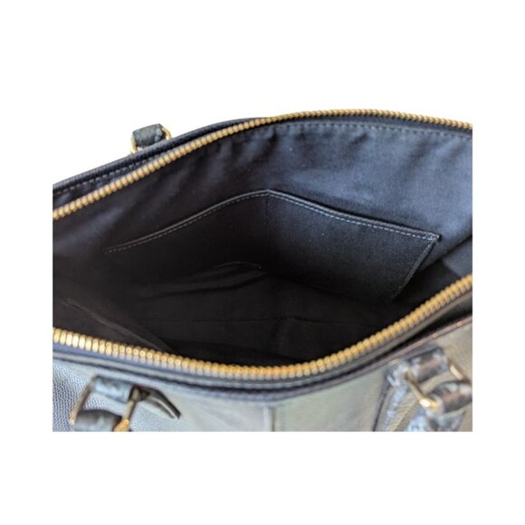 Coach Morgan Navy Leather Satchel Shoulder Bag w/Python Trim   F35887 - Picture 7 of 8